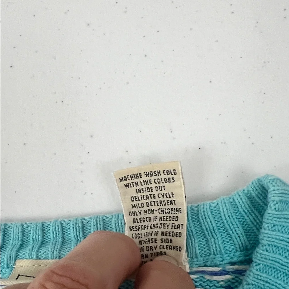 Vintage‎ L.L. Bean Women's Teal  Heart Design Cottagecore Cardigan Size Small